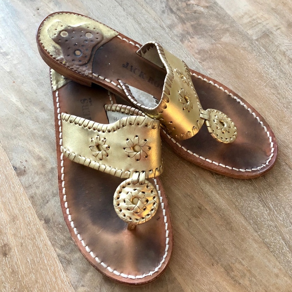 Gold Jack Rogers Classic Sandals Size 9